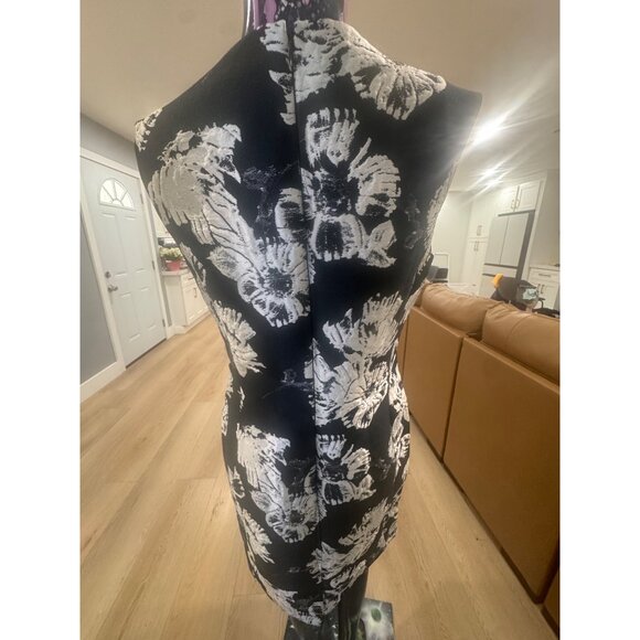 Natori Womens Black & White Floral Sheath Dress Size 8 Polyester/Metallic Blend - Picture 2 of 9